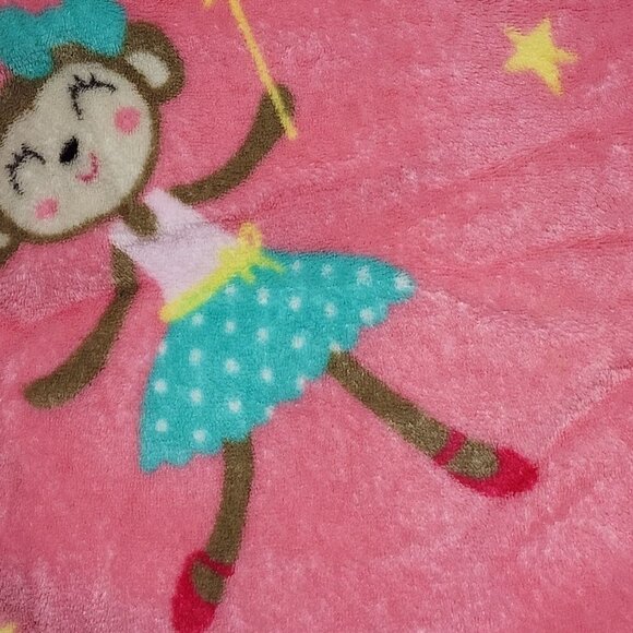 Carter's pink blanket dancing monkeys ballerina 30 x 45 - Picture 4 of 6